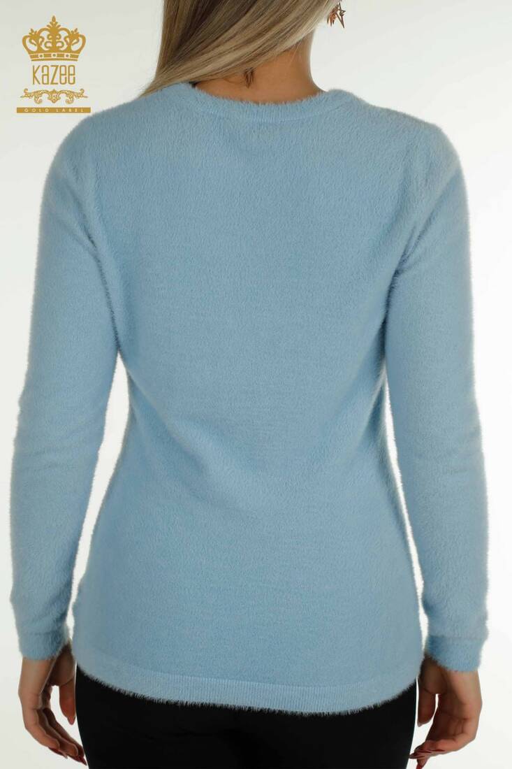 Kadın Angora Triko Basic Mavi - 30490 | KAZEE