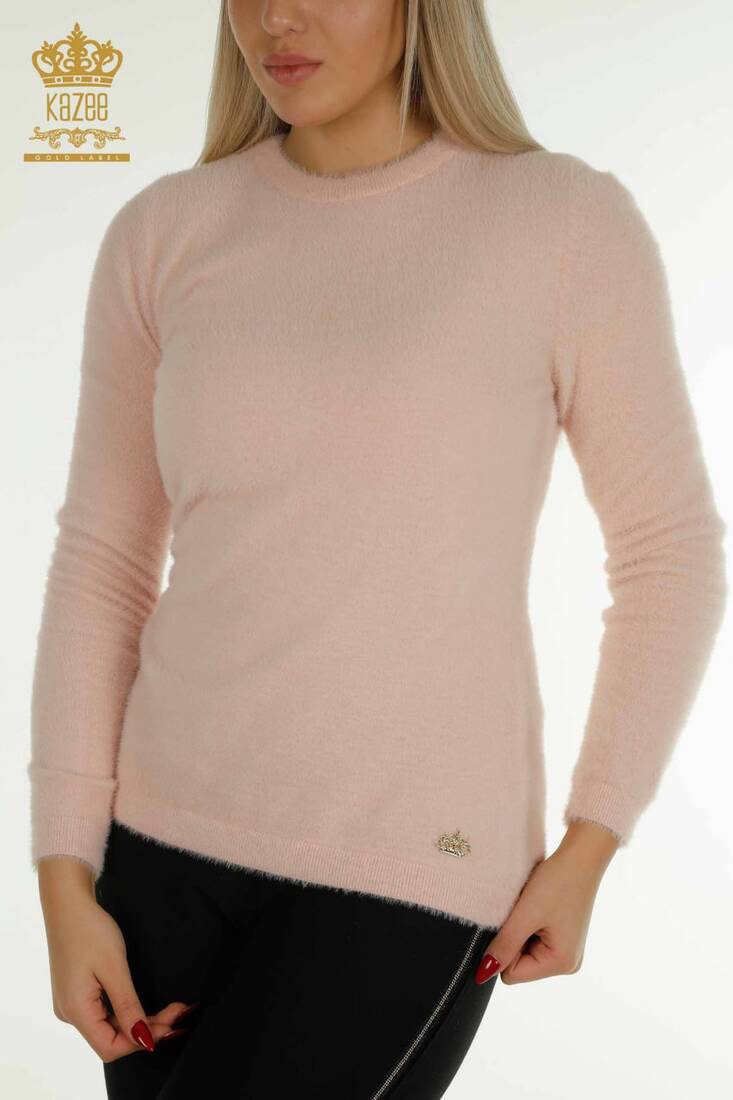 Kadın Angora Triko Basic Pudra - 30490 | KAZEE