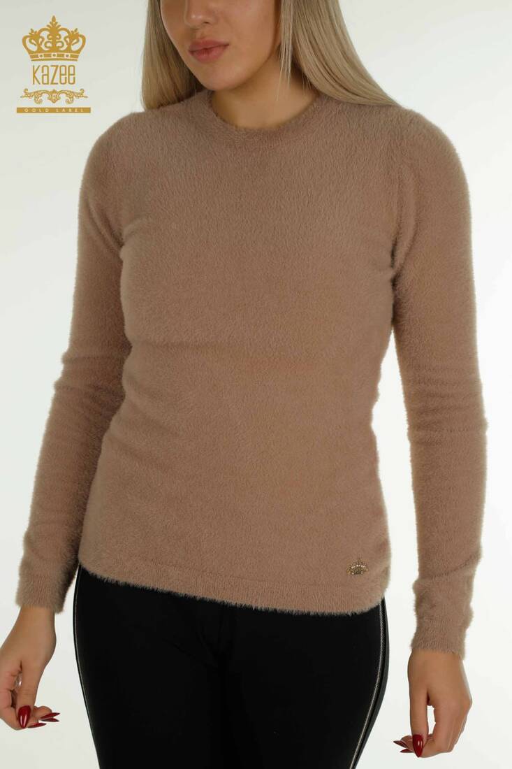 Kadın Angora Triko Basic Vizon - 30490 | KAZEE