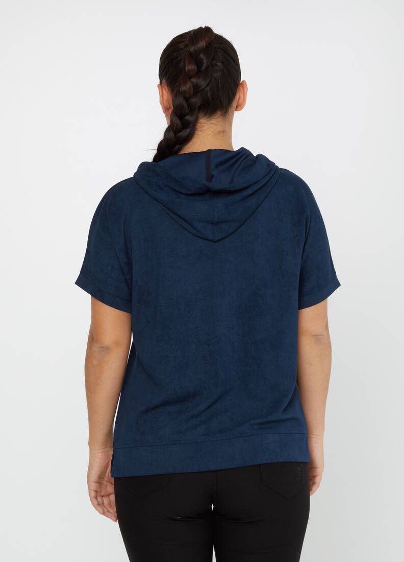 Kadın Sweatshirt Fermuar Detaylı Lacivert - 79992 | KAZEE