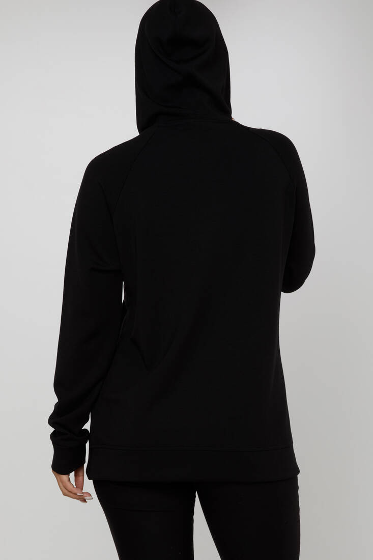 Kadın Sweatshirt Kapüşonlu Siyah - 17824 | KAZEE