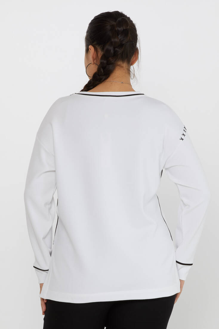 Kadın Sweatshirt Nakış Detaylı Ekru - 17752 | KAZEE