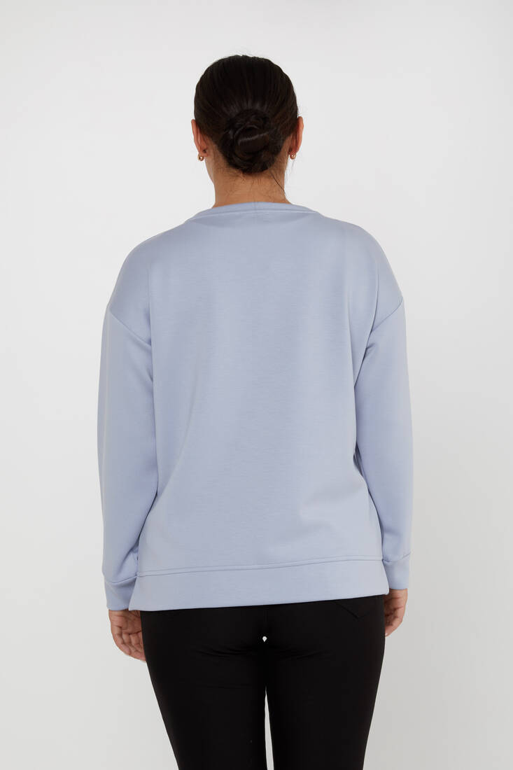 Kadın Sweatshirt Taş Detaylı Mavi - 17846 | KAZEE