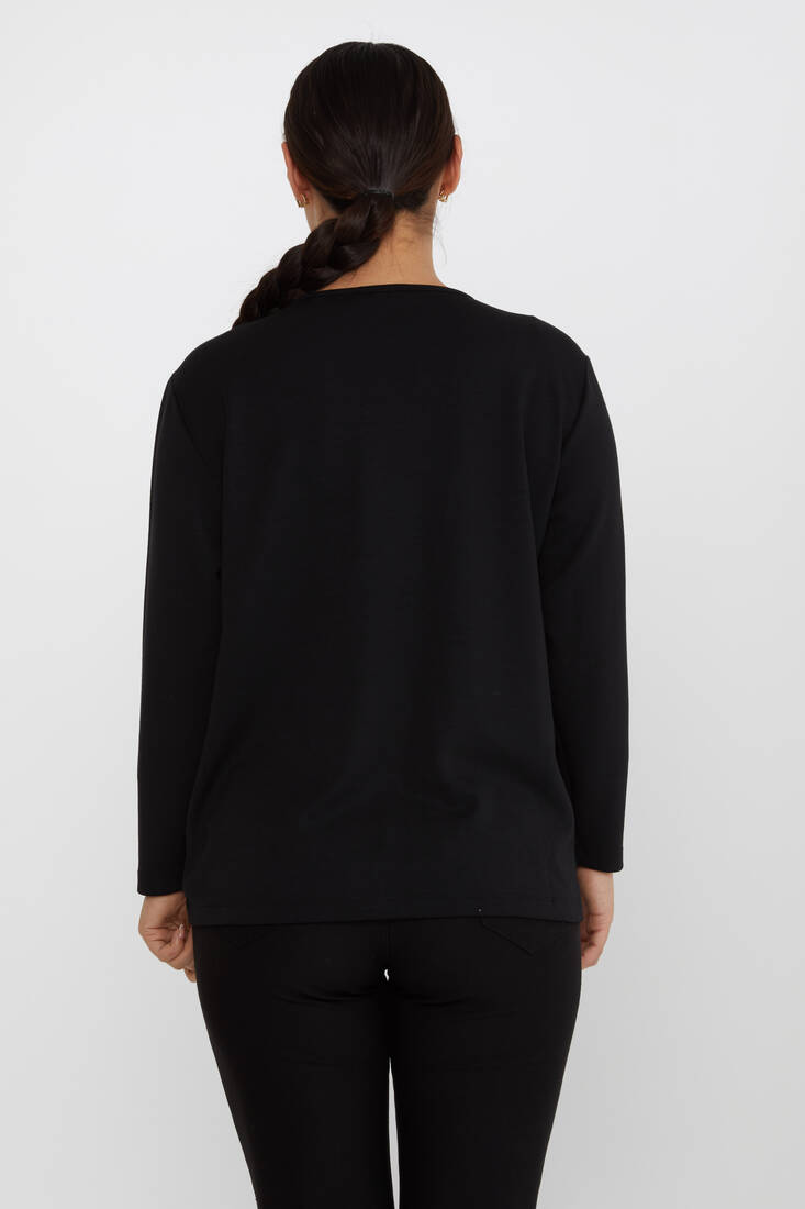 Kadın Sweatshirt Taş Detaylı Siyah - 2234 | KAZEE