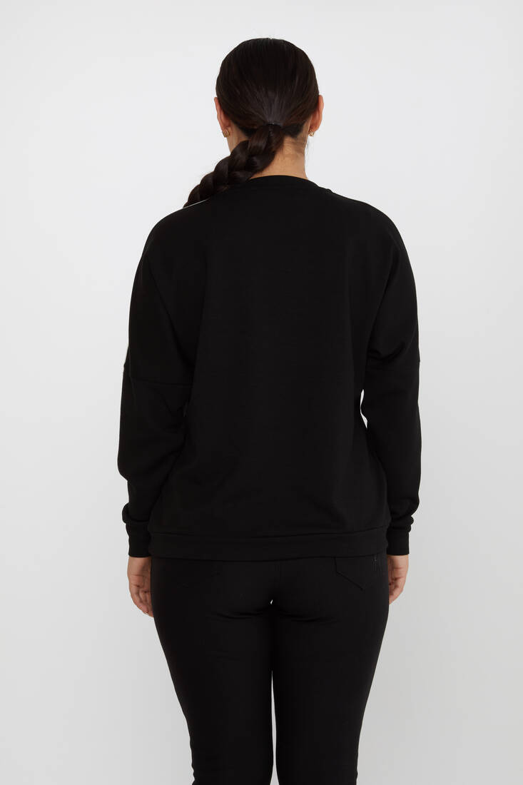 Kadın Sweatshirt Taş Detaylı Siyah - 2237 | KAZEE