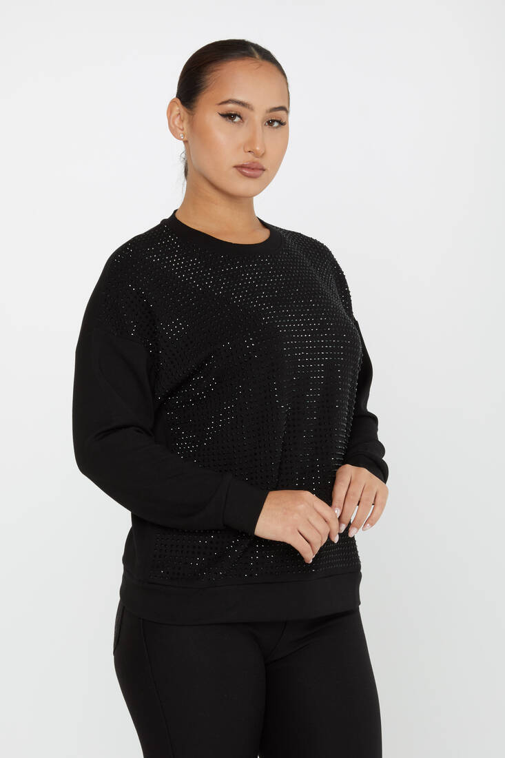 Kadın Sweatshirt Taş Detaylı Siyah - 2239 | KAZEE