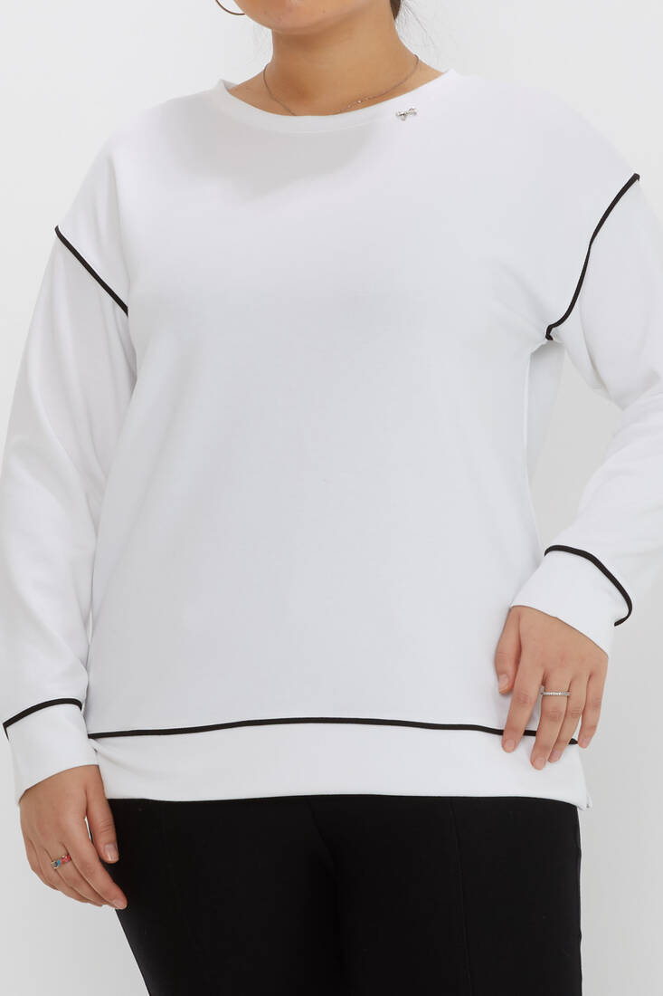 Kadın Sweatshirt Yırtmaçlı Ekru - 17790 | KAZEE