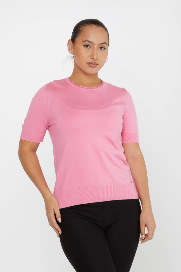 Kadın Triko Amerikan Model Basic Pembe - 16271 | KAZEE