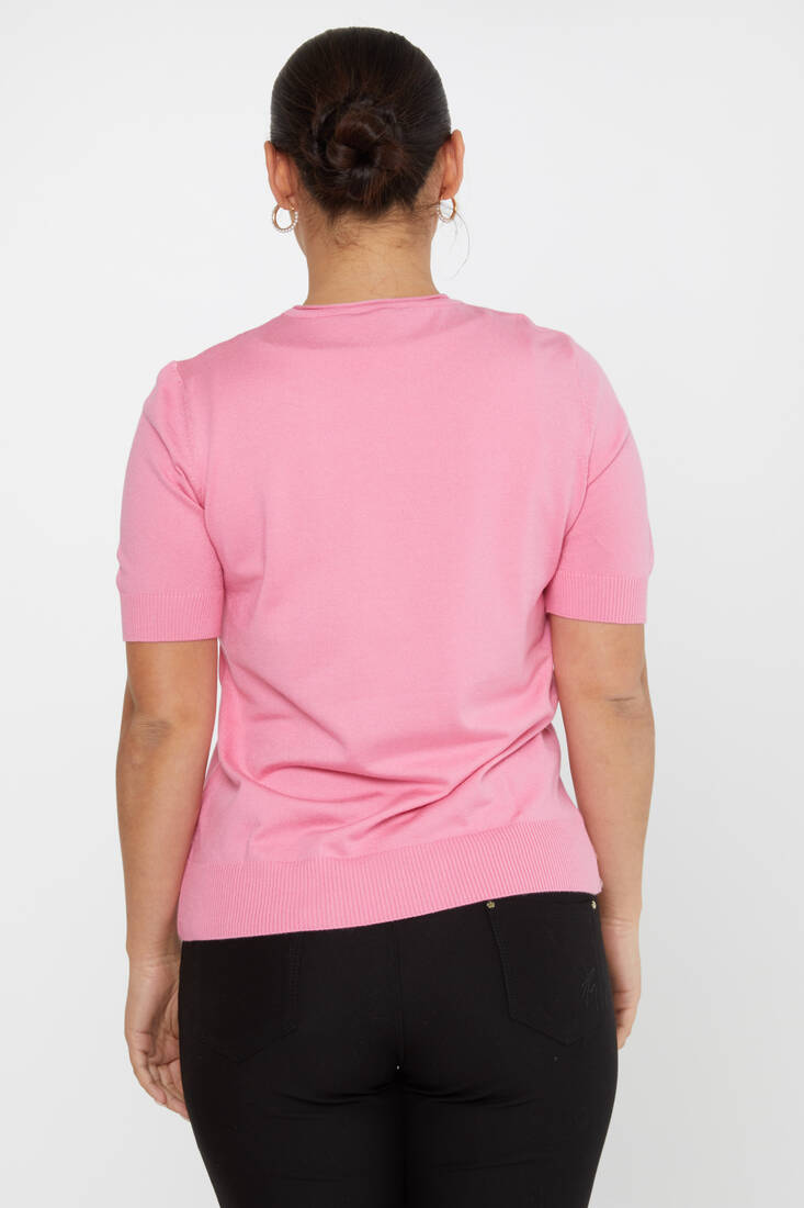 Kadın Triko Amerikan Model Basic Pembe - 16271 | KAZEE