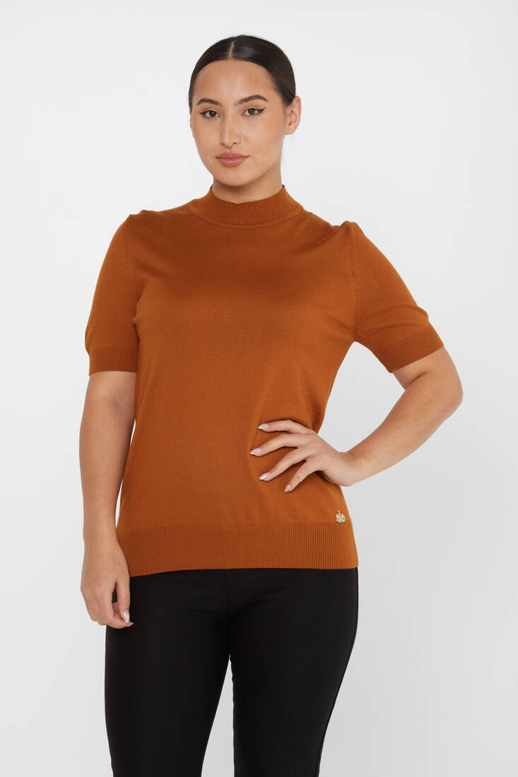 Kadın Triko Basic Amerikan Model Taba - 16168 | KAZEE