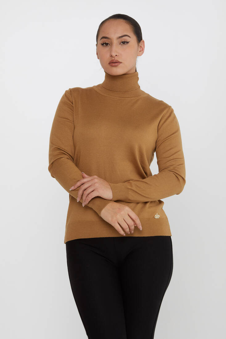 Kadın Triko Basic Balıkçı Yaka Camel - 11122 | KAZEE