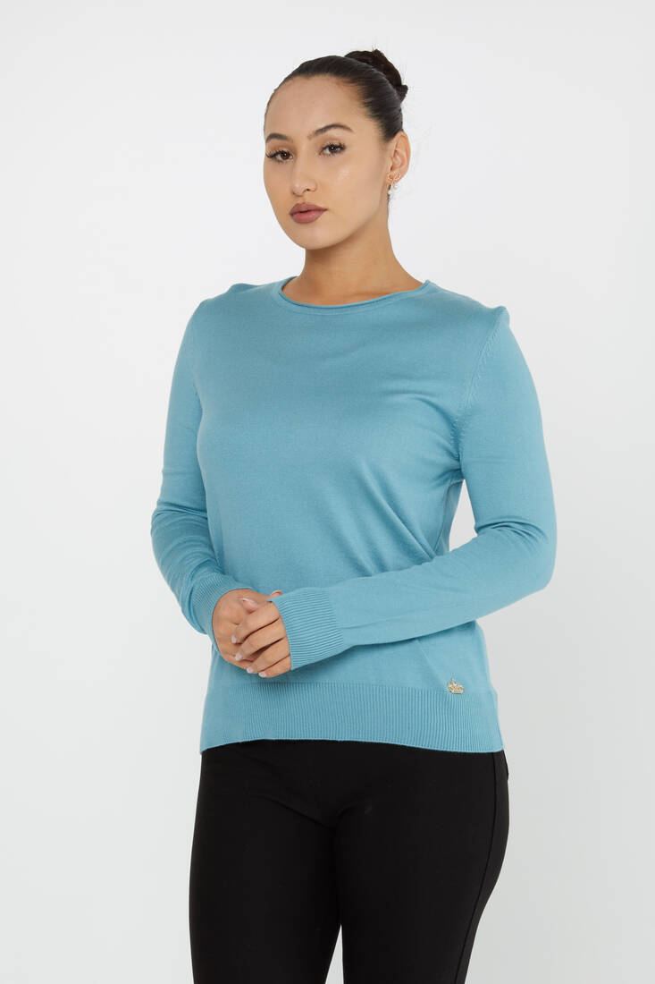 Kadın Triko Basic Bisiklet Yaka Mint - 30899 | KAZEE