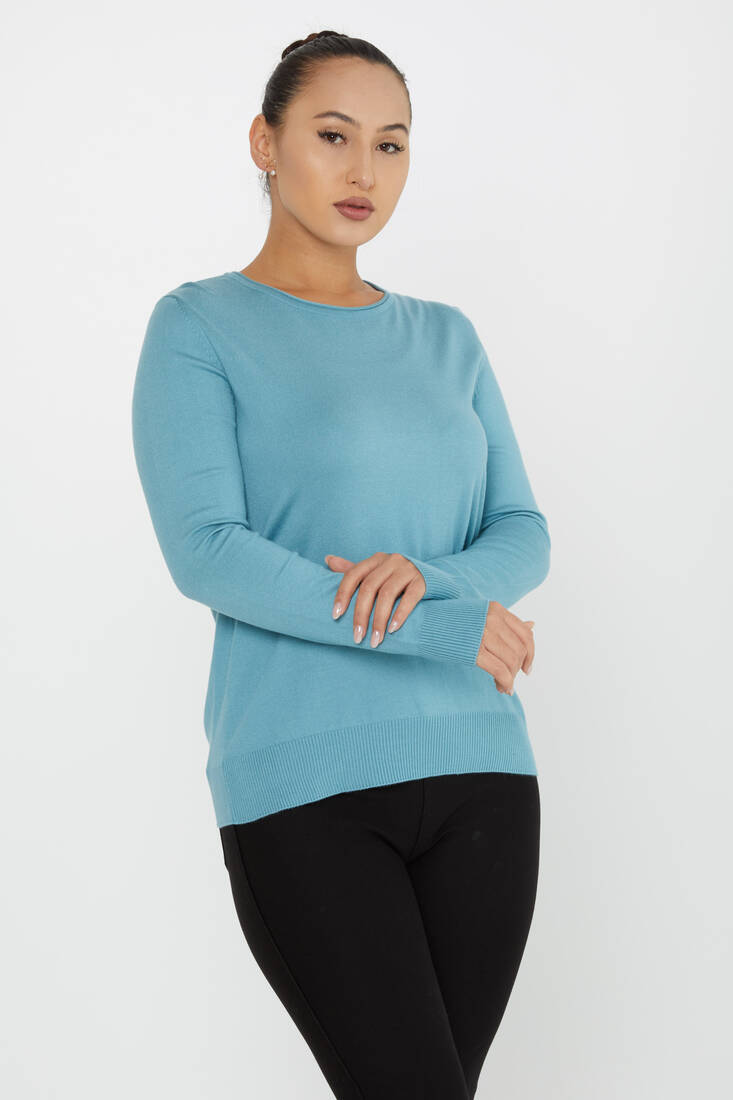 Kadın Triko Basic Bisiklet Yaka Mint - 30899 | KAZEE