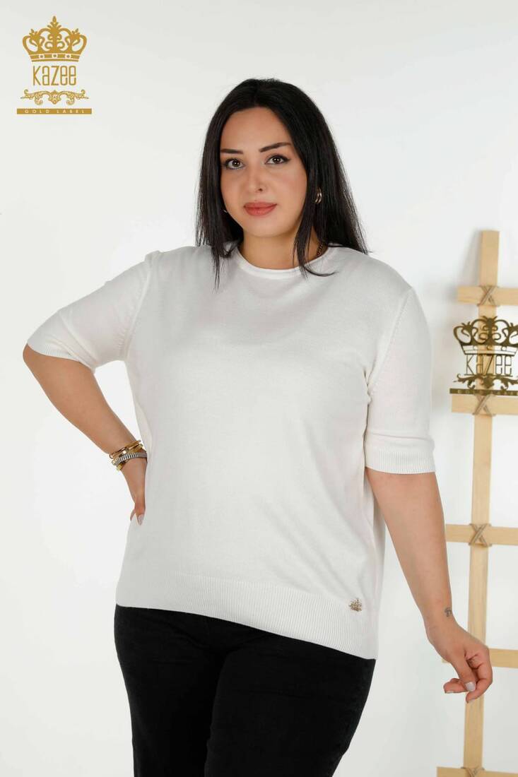 Kadın Triko Basic Ekru - 30443 | KAZEE