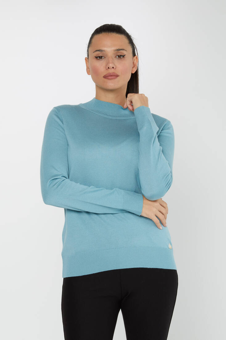 Kadın Triko Dik Yaka Basic Mint - 30613 | KAZEE