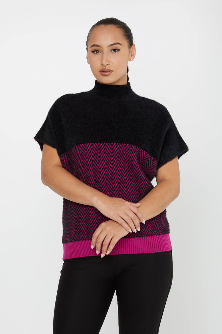 Women's Angora Sweater American Fuchsia - 30187 | KAZEE