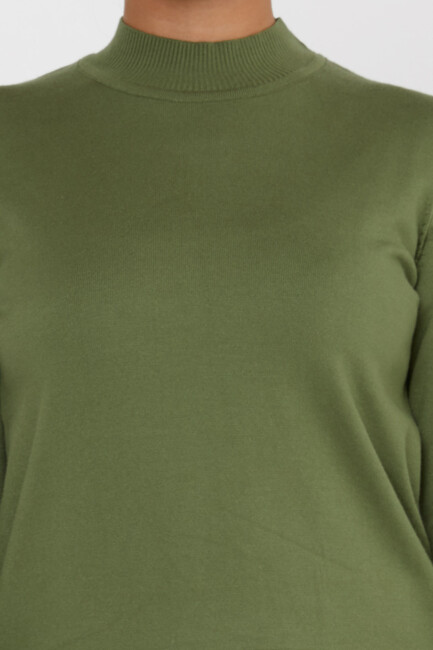 Women's Knitwear Basic Stand Collar Green - 16663 | KAZEE - Thumbnail