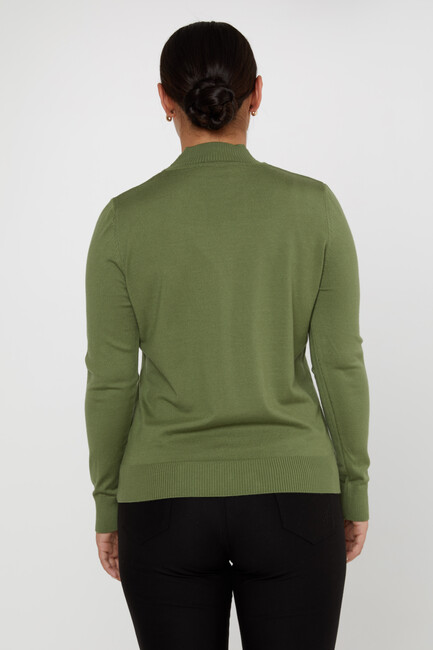 Women's Knitwear Basic Stand Collar Green - 16663 | KAZEE - Thumbnail