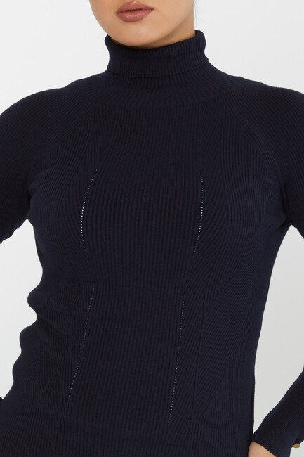 Women's Knitwear Sleeve Detail Navy Blue - 16173 | KAZEE - Thumbnail