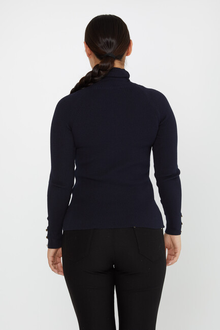 Women's Knitwear Sleeve Detail Navy Blue - 16173 | KAZEE - Thumbnail