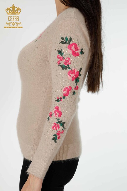 Women's Angora Beige With Flower Embroidery - 18916 | KAZEE - Thumbnail