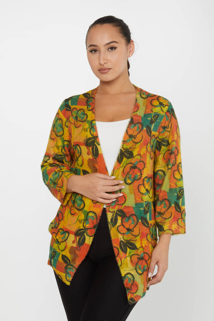 Women's Angora Cardigan Patterned - 30452 | KAZEE