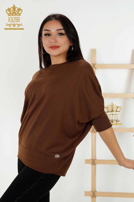 Women's Knitwear Bat Sleeve Brown - 30241 | KAZEE - Thumbnail