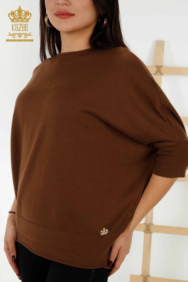 Women's Knitwear Bat Sleeve Brown - 30241 | KAZEE