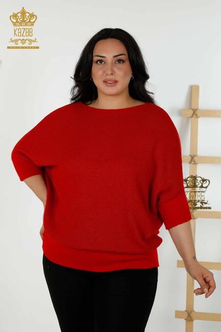 Women's Knitwear Bat Sleeve Red - 30293 | KAZEE - Thumbnail