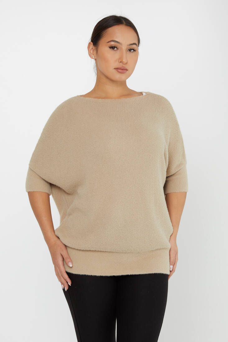 Women's Angora Bat Sleeve Beige - 30293 | KAZEE