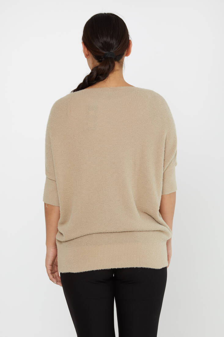 Women's Angora Bat Sleeve Beige - 30293 | KAZEE