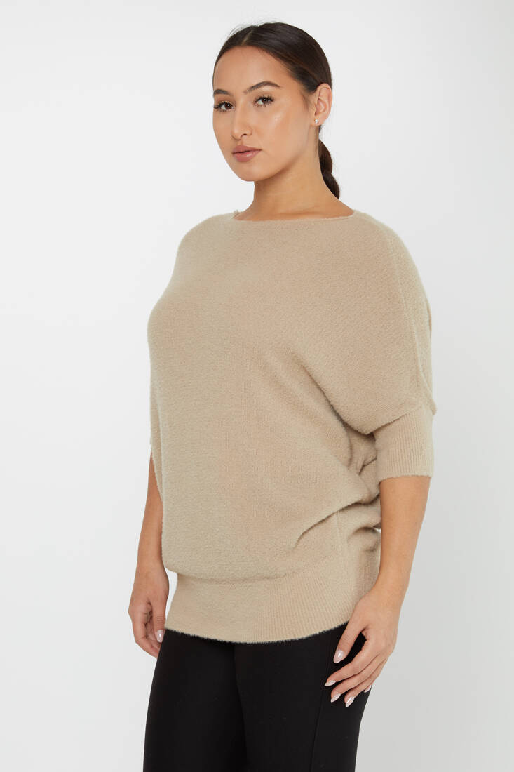 Women's Angora Bat Sleeve Beige - 30293 | KAZEE