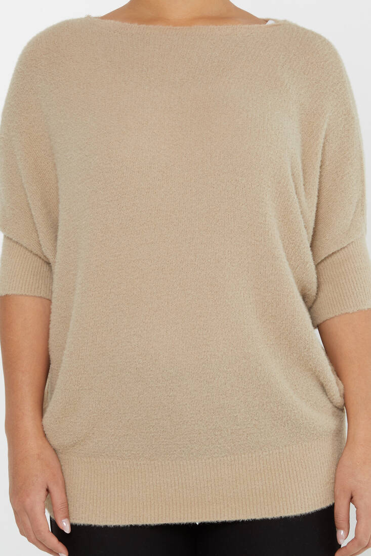 Women's Angora Bat Sleeve Beige - 30293 | KAZEE