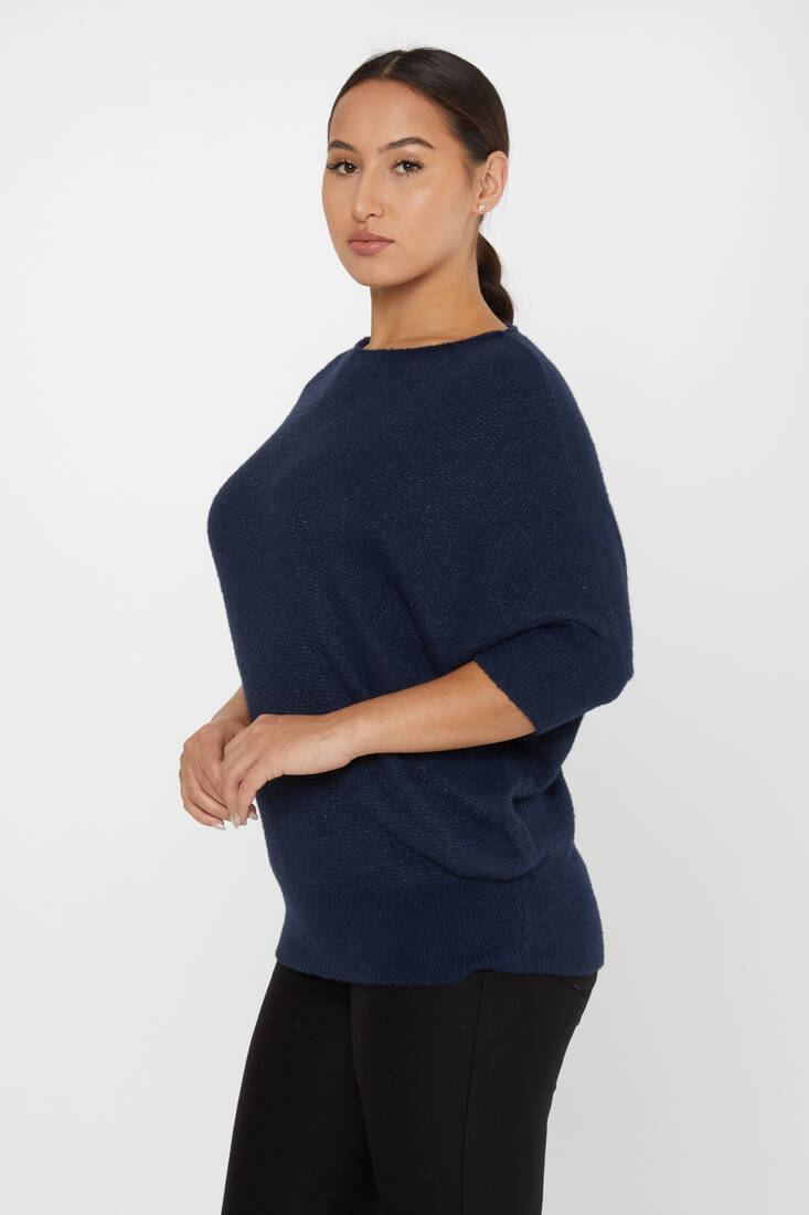 Women's Angora Batwing Sleeve Navy Blue - 30293 | KAZEE