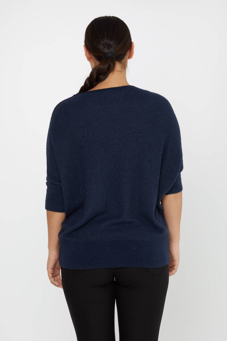 Women's Angora Batwing Sleeve Navy Blue - 30293 | KAZEE