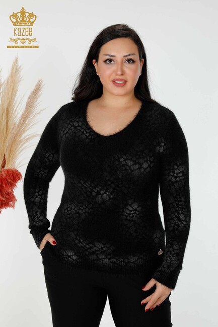 Women's Angora Crew Neck Black - 18983 | KAZEE - Thumbnail