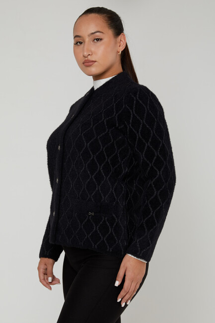 Women's Angora Cardigan Pocket Detail Black - 30817 | KAZEE - Thumbnail