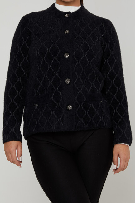 Women's Angora Cardigan Pocket Detail Black - 30817 | KAZEE - Thumbnail