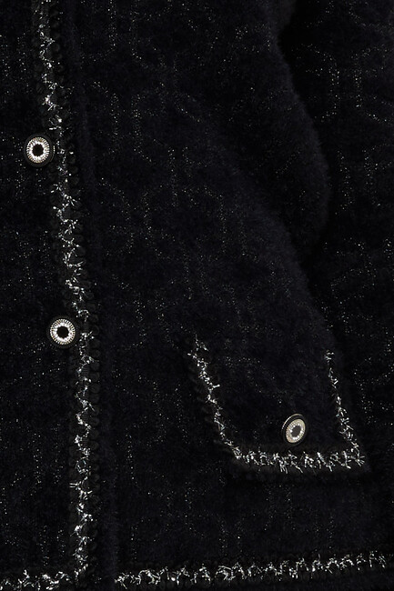 Women's Angora Cardigan Glitter Detail Black - 30920 | KAZEE - Thumbnail