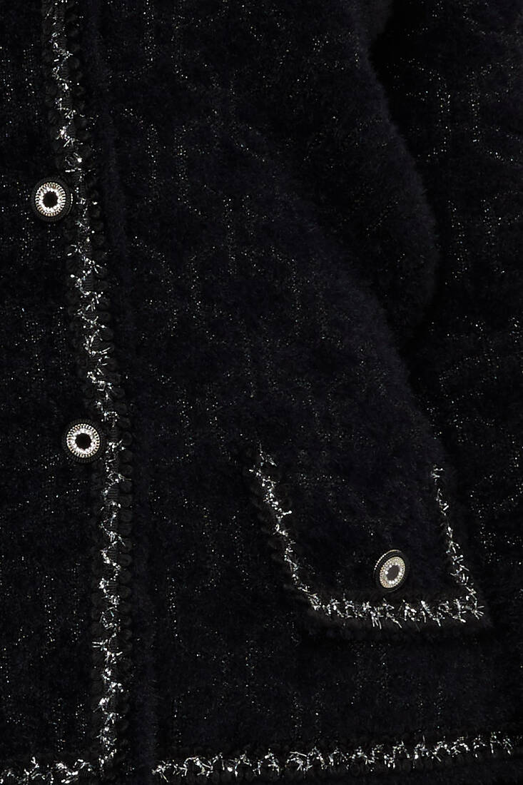 Women's Angora Cardigan Glitter Detail Black - 30920 | KAZEE