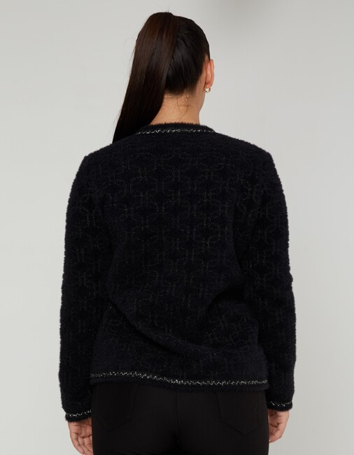 Women's Angora Cardigan Glitter Detail Black - 30920 | KAZEE - Thumbnail