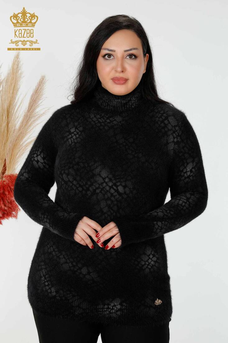 Women's Angora Turtleneck Black - 18984 | KAZEE