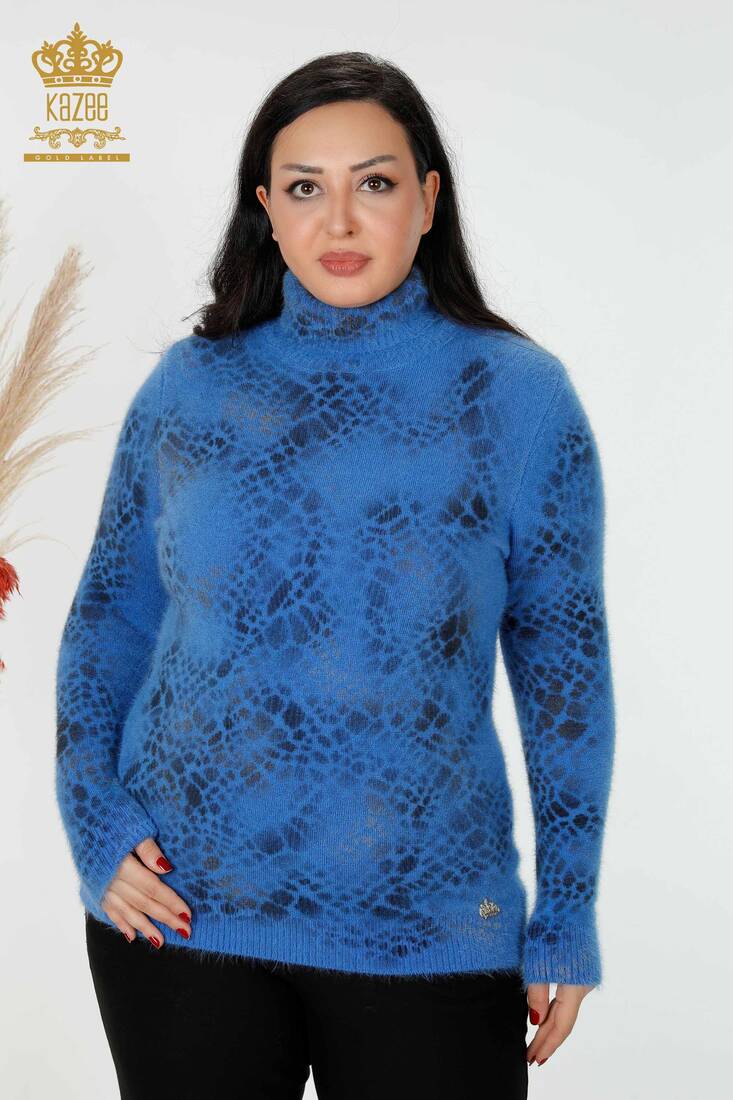 Women's Angora Turtleneck Blue - 18984 | KAZEE