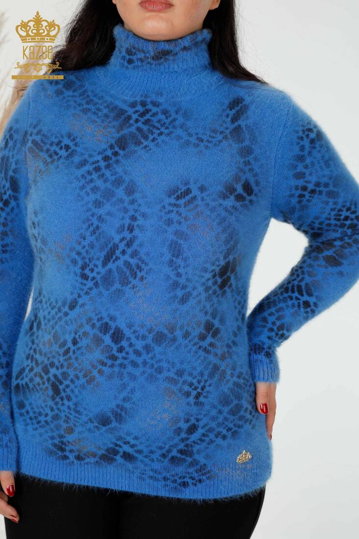 Women's Angora Turtleneck Blue - 18984 | KAZEE