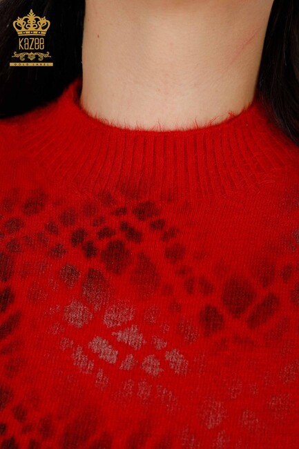 Women's Angora Stand Collar Red - 18982 | KAZEE - Thumbnail