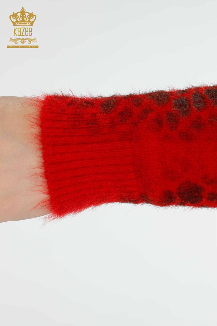 Women's Angora Stand Collar Red - 18982 | KAZEE