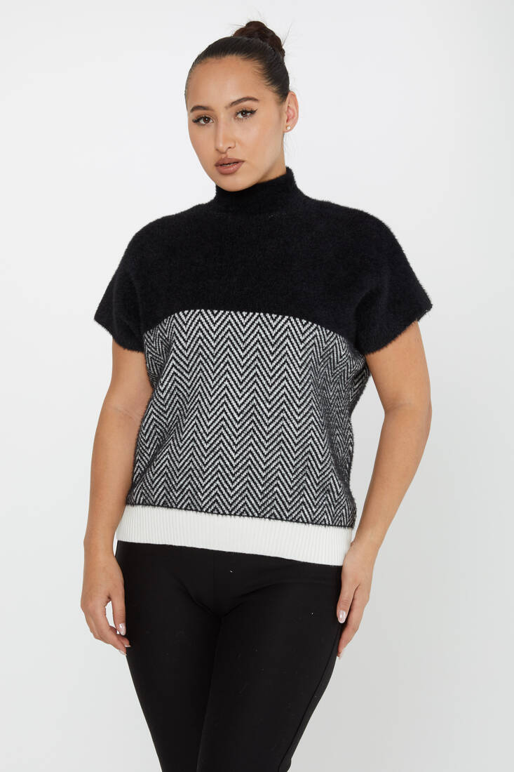 Women's Angora Sweater American Black - 30187 | KAZEE