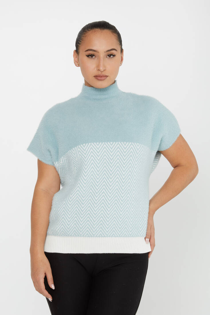 Women's Angora Sweater American Blue - 30187 | KAZEE