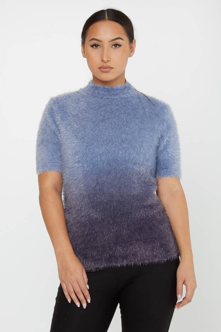 Women's Angora Sweater American Model Blue - 31014 | KAZEE