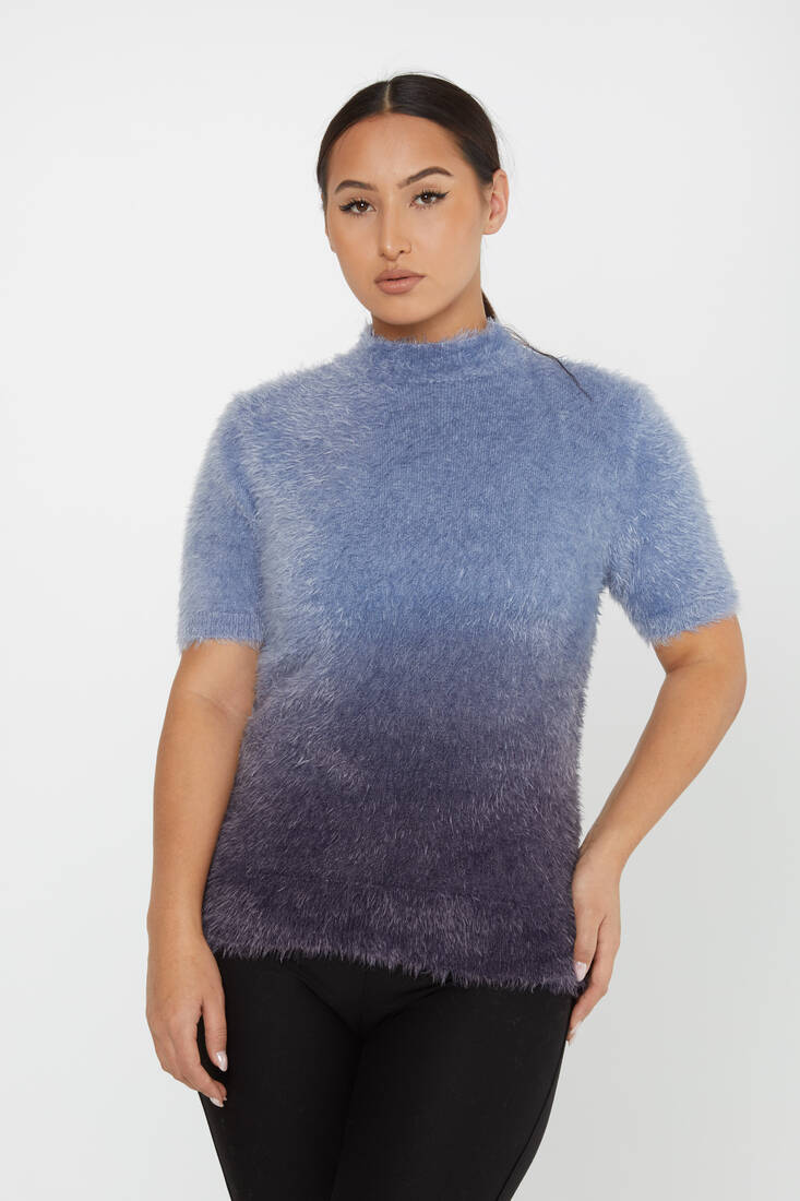 Women's Angora Sweater American Model Blue - 31014 | KAZEE